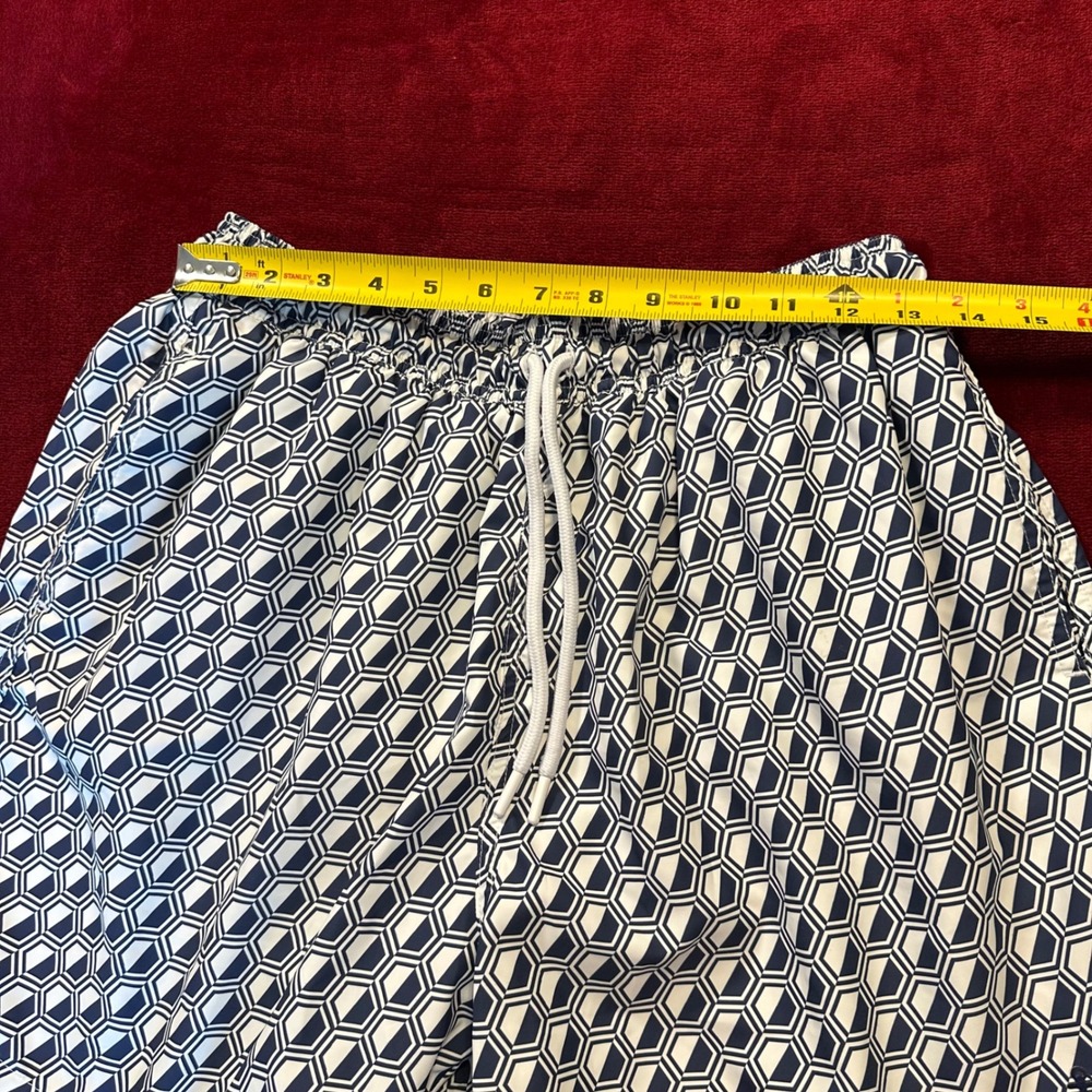 Retromarine New York Mens XL Swim Trunks Navy White Geometric Honeycomb Anchor - Picture 4 of 10